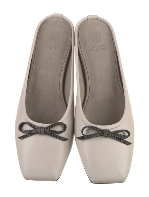 Brunello Cucinelli Leather Bow Accents Mules