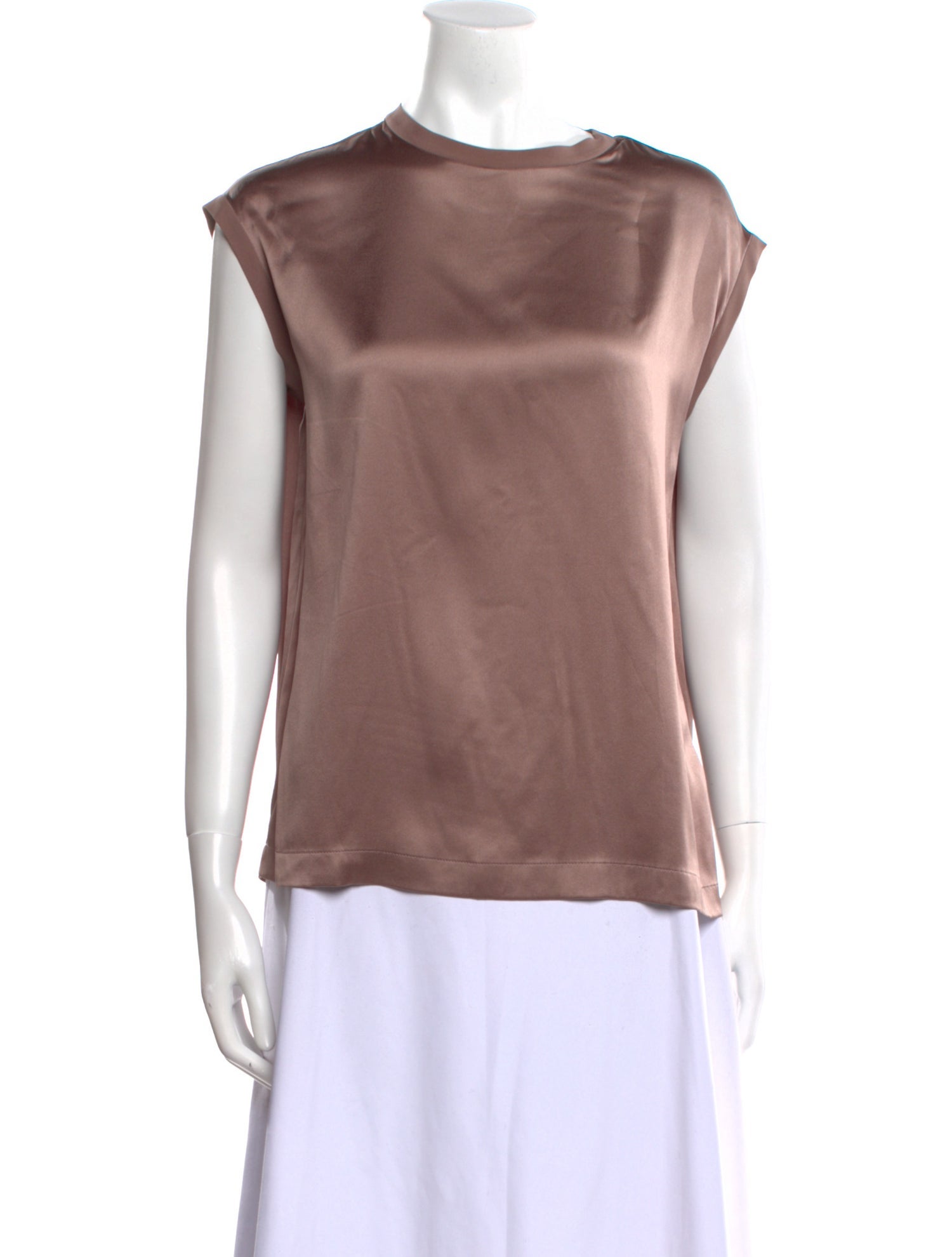 Brunello Cucinelli Satin Bateau Neckline Blouse