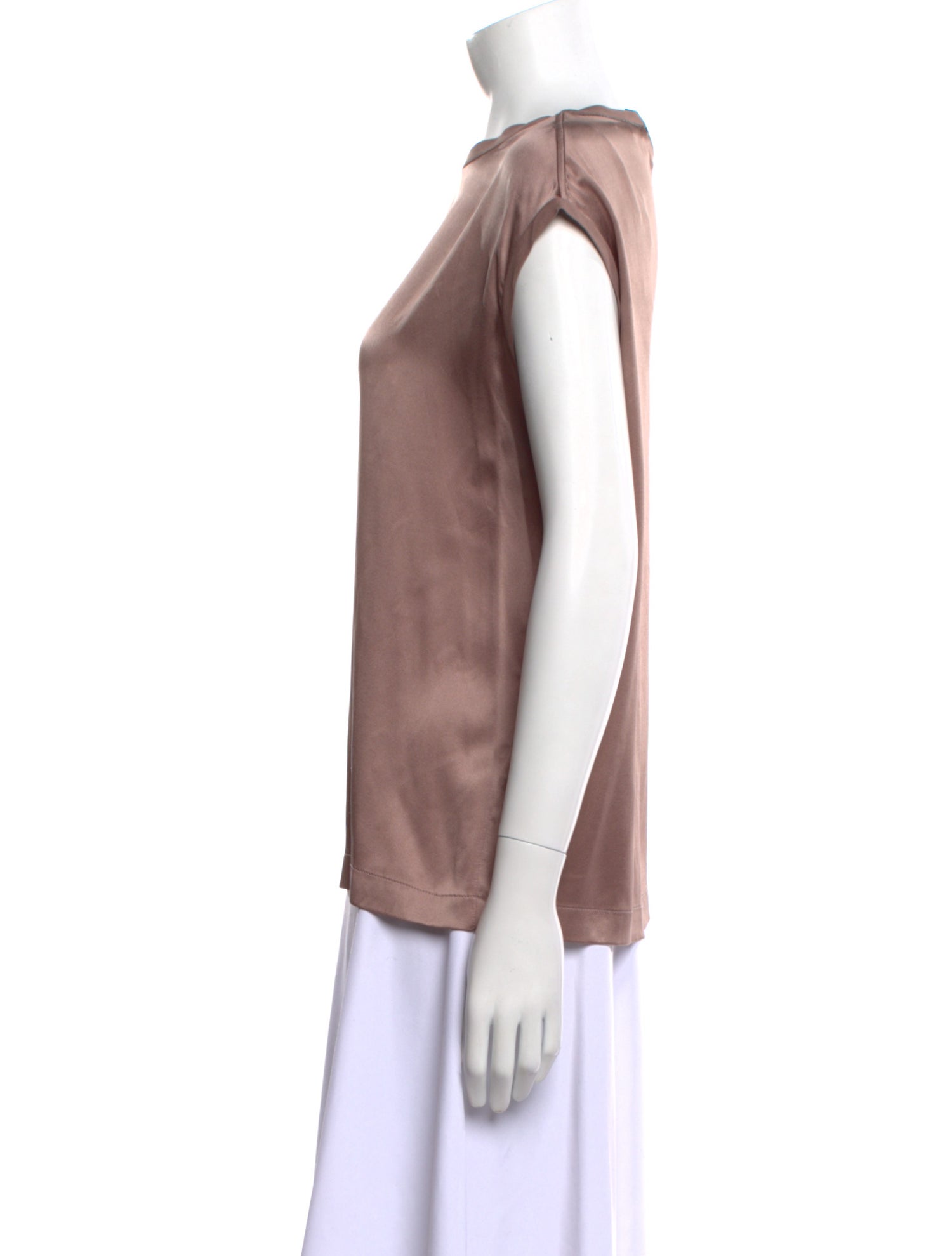 Brunello Cucinelli Satin Bateau Neckline Blouse