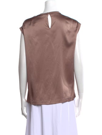 Brunello Cucinelli Satin Bateau Neckline Blouse
