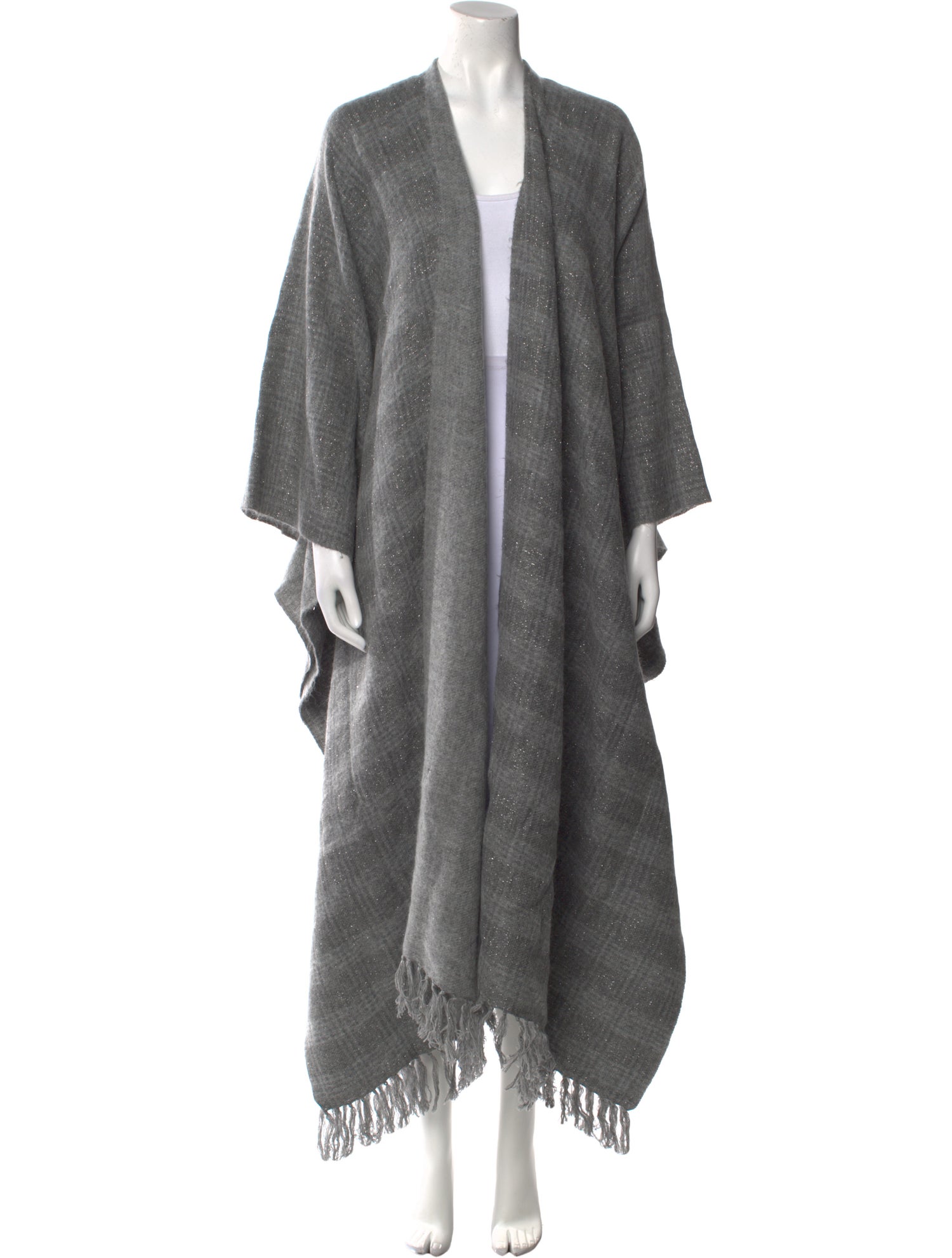 Brunello Cucinelli Plaid Print Open Front Sweater w/ Tags