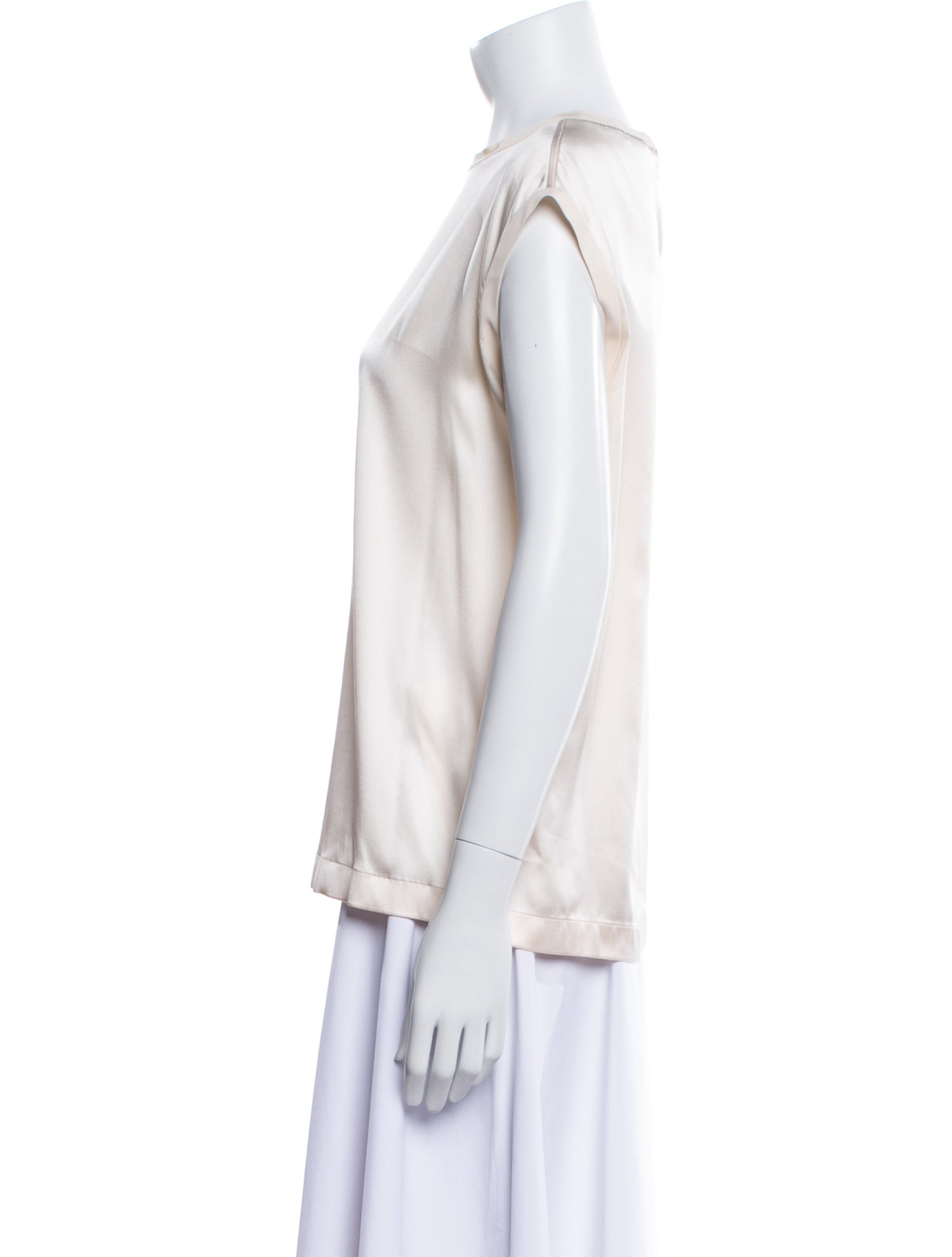 Brunello Cucinelli Silk Crew Neck Blouse