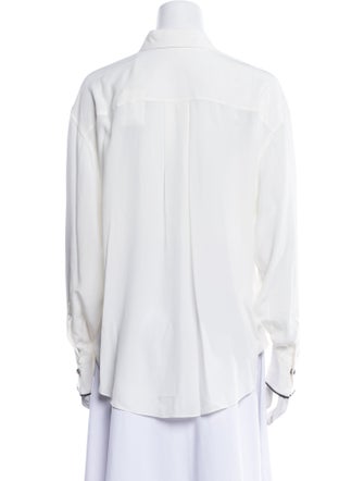 Brunello Cucinelli Silk Long Sleeve Button-Up Top
