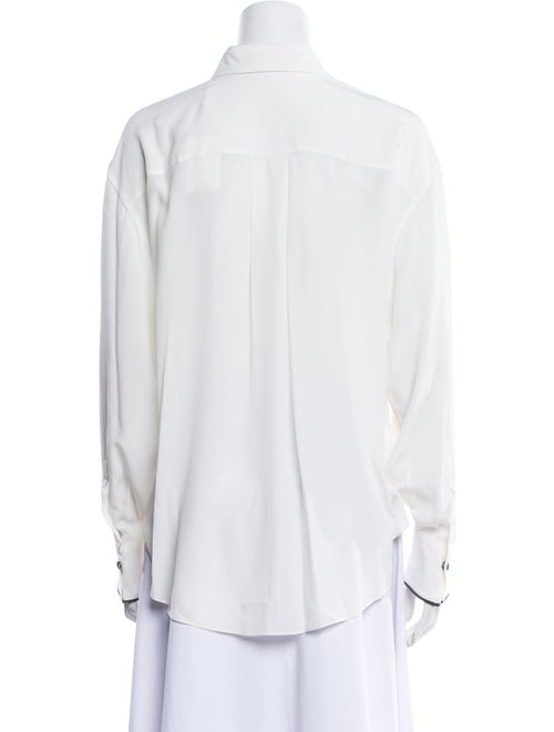 Brunello Cucinelli Silk Long Sleeve Button-Up Top