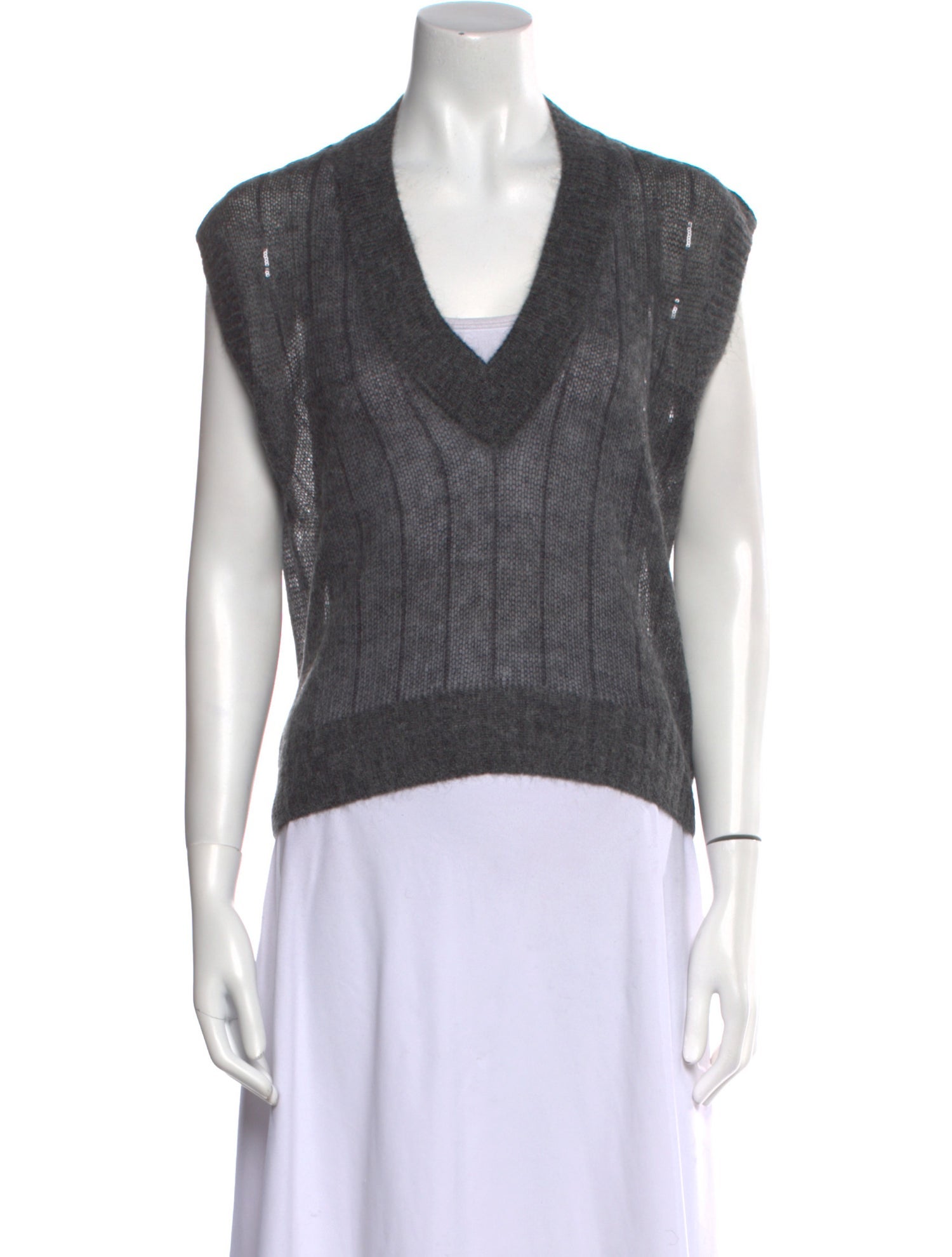 Brunello Cucinelli V-Neck Sweater - Grey Knitwear, Clothing