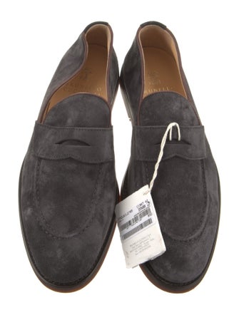 Brunello Cucinelli Suede Leather Trim Embellishment Loafers