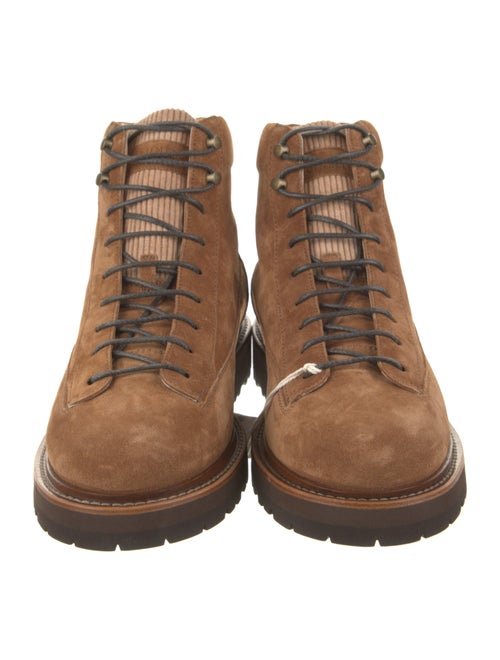 Brunello Cucinelli Suede Leather Trim Embellishment Hiking Boots