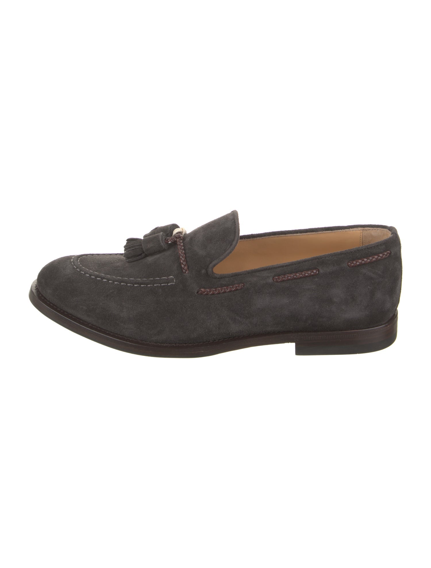Brunello Cucinelli Suede Whipstitch Trim Loafers