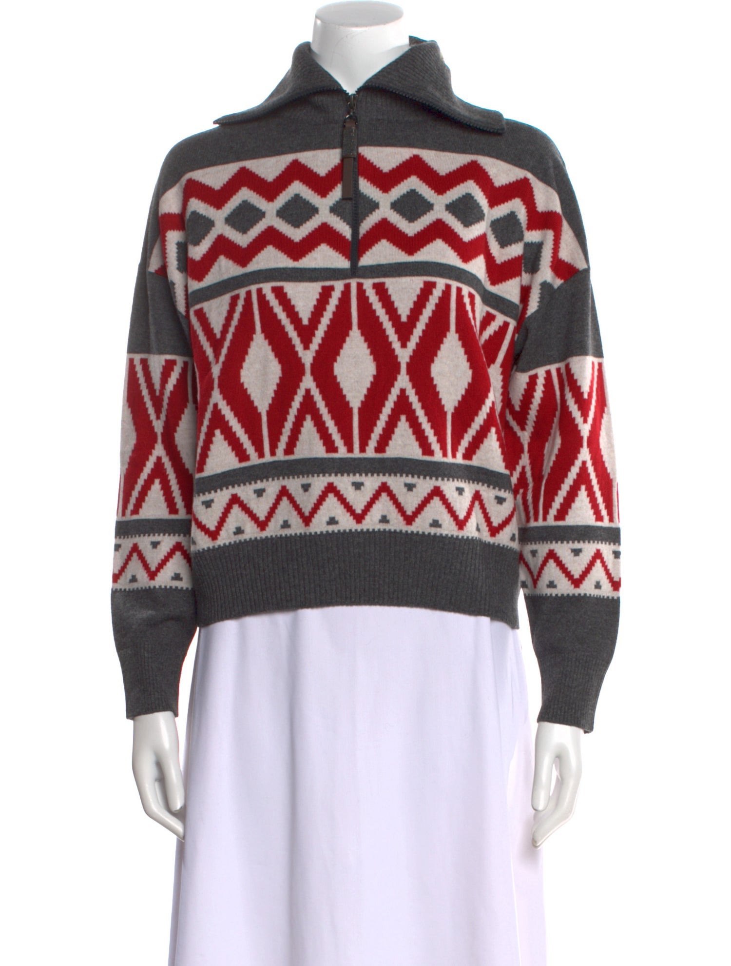 Brunello Cucinelli Virgin Wool Printed Sweater w/ Tags