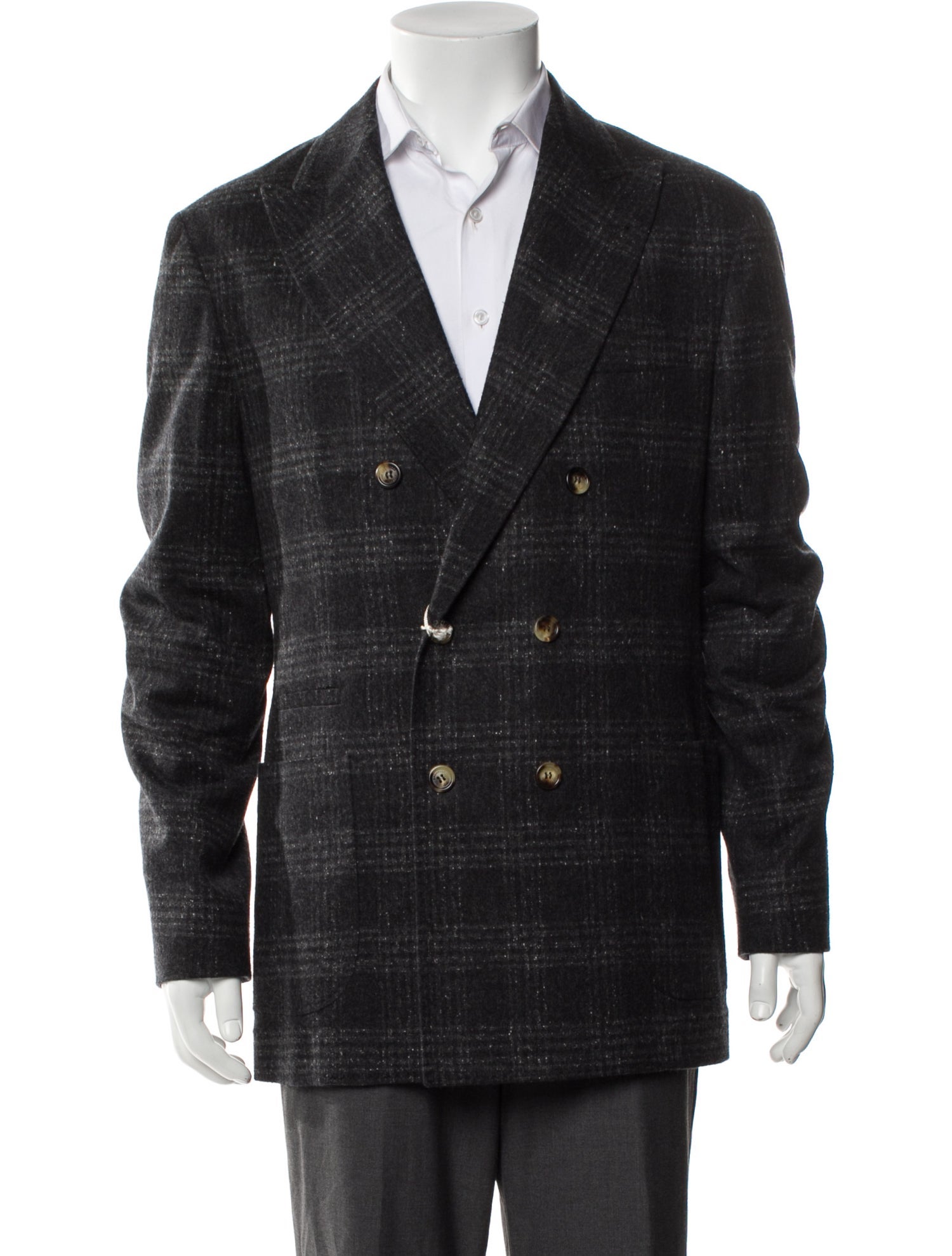 Brunello Cucinelli Silk Plaid Print Sport Coat