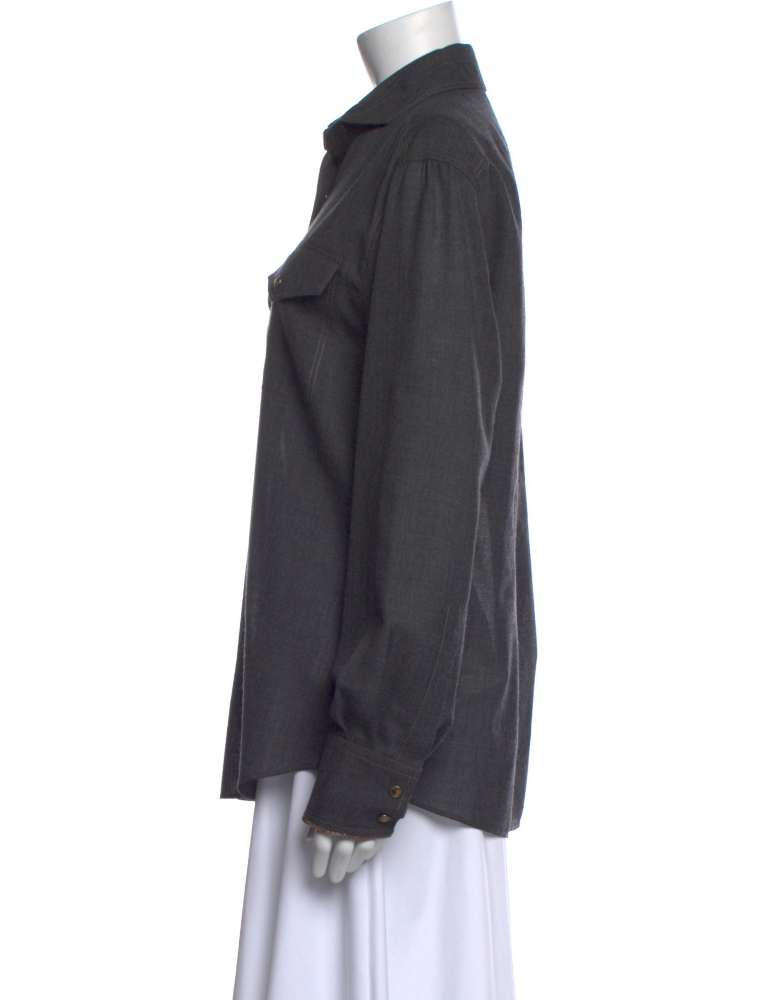 Brunello Cucinelli Long Sleeve Button-Up Top