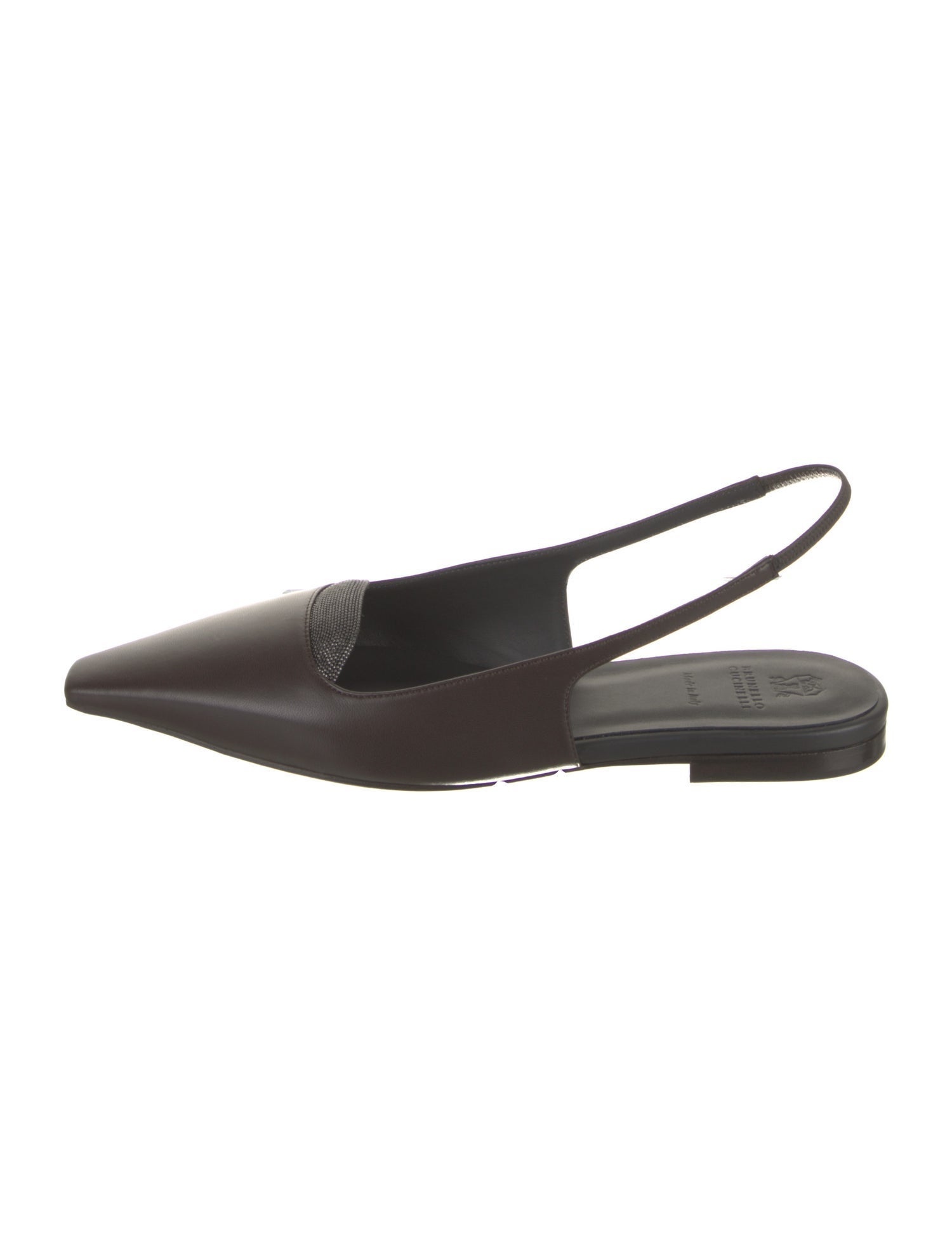 Brunello Cucinelli Leather Slingback Flats