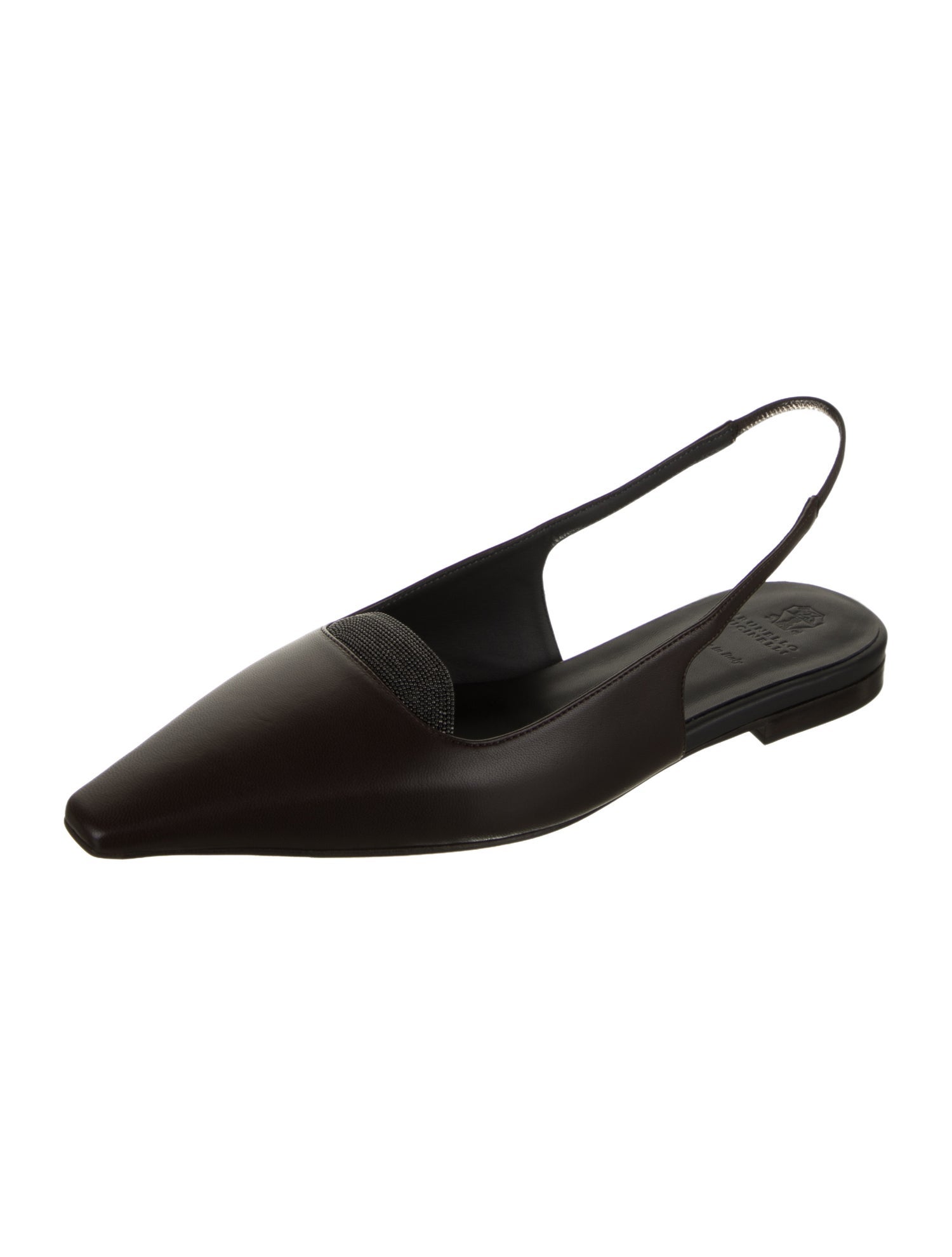 Brunello Cucinelli Leather Slingback Flats