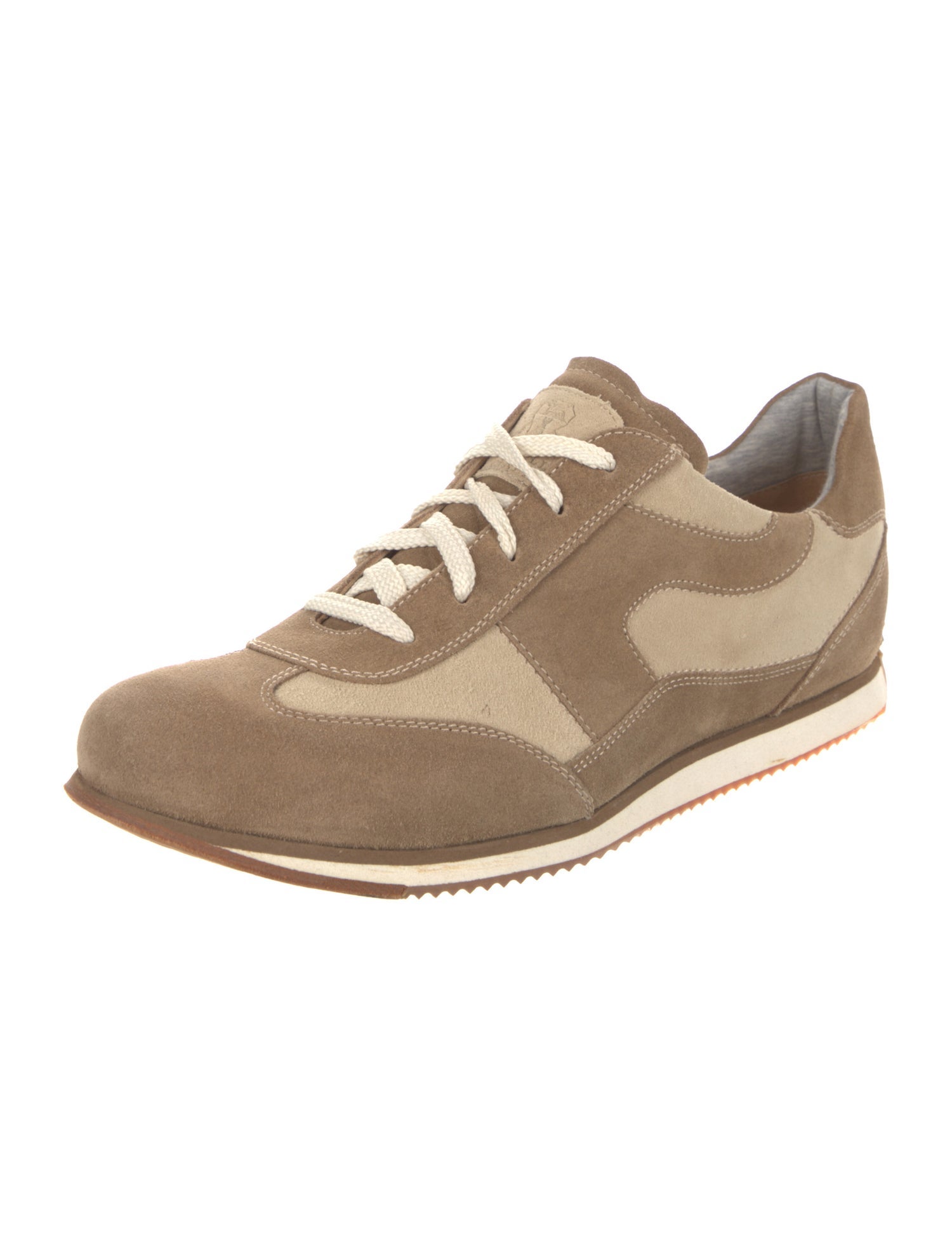 Brunello Cucinelli Suede Colorblock Pattern Sneakers