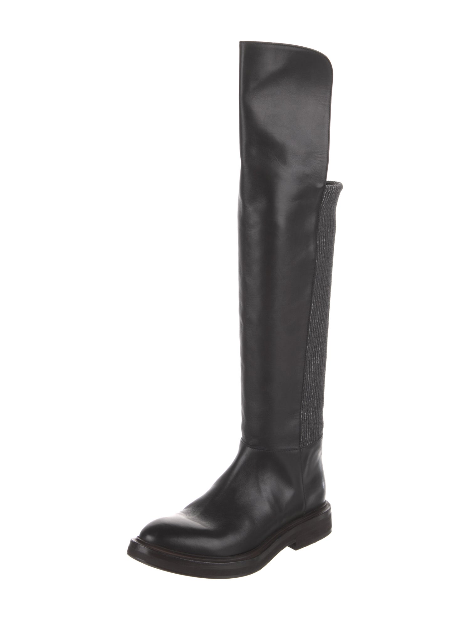 Brunello Cucinelli Monili Leather Riding Boots