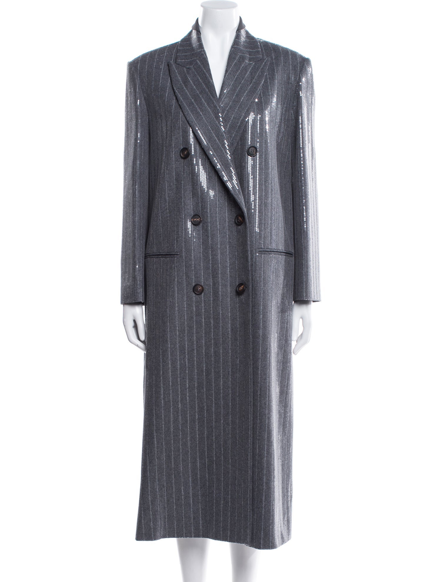 Brunello Cucinelli Virgin Wool Striped Coat
