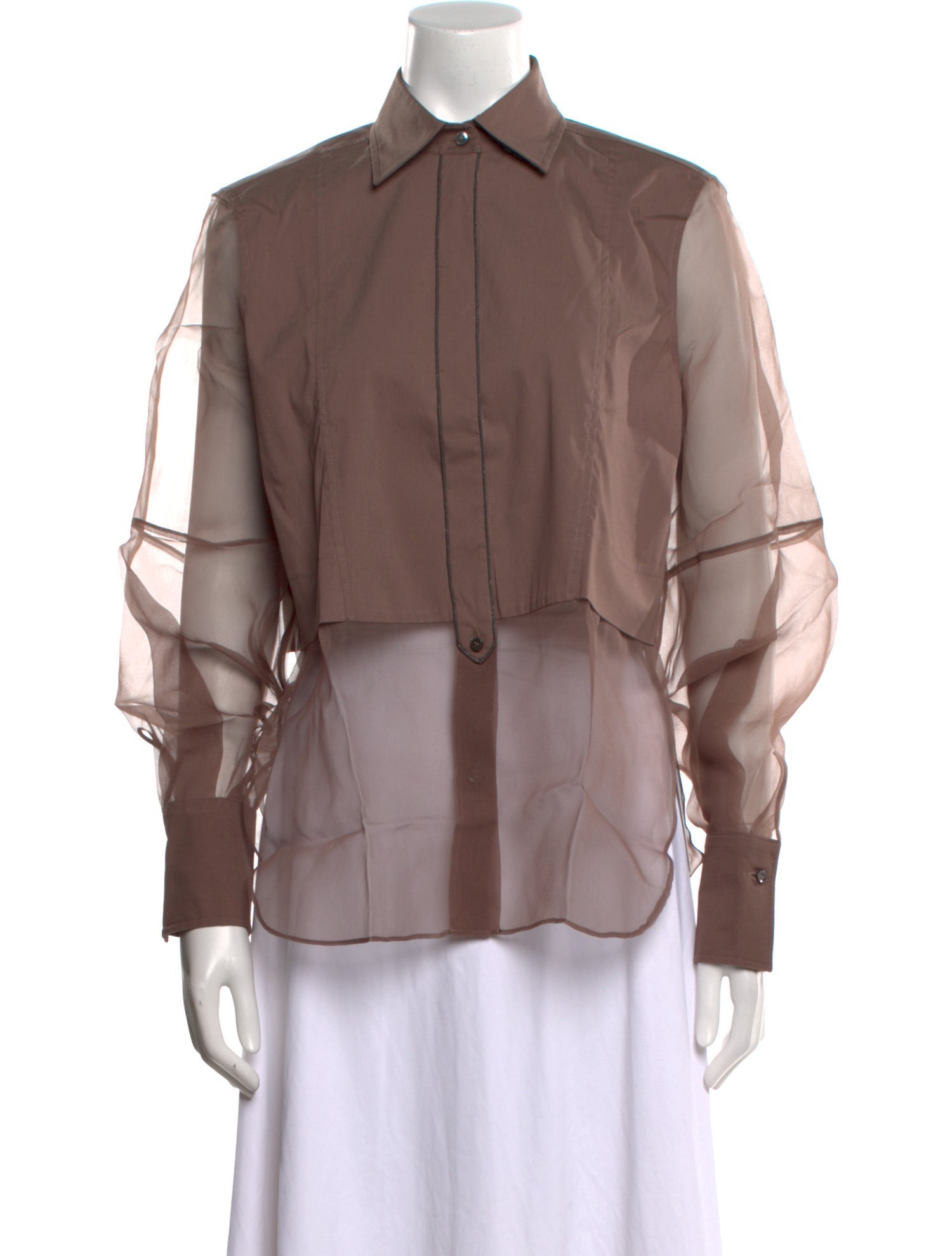 Brunello Cucinelli Long Sleeve Button-Up Top w/ Tags