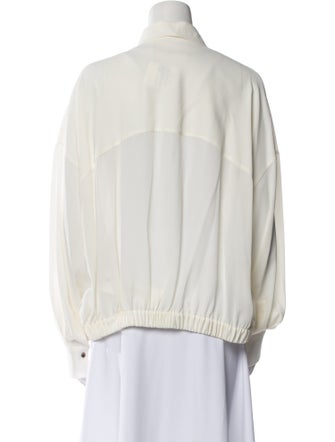 Brunello Cucinelli Silk Long Sleeve Button-Up Top