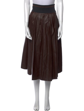 Brunello Cucinelli Leather Midi Length Skirt