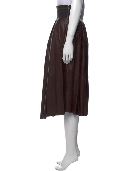 Brunello Cucinelli Leather Midi Length Skirt