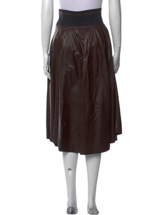 Brunello Cucinelli Leather Midi Length Skirt