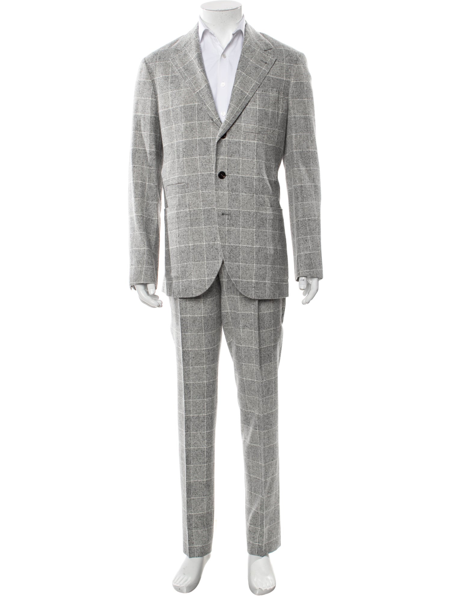 Brunello Cucinelli Silk Plaid Print Two-Piece Suit