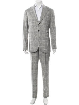 Brunello Cucinelli Silk Plaid Print Two-Piece Suit