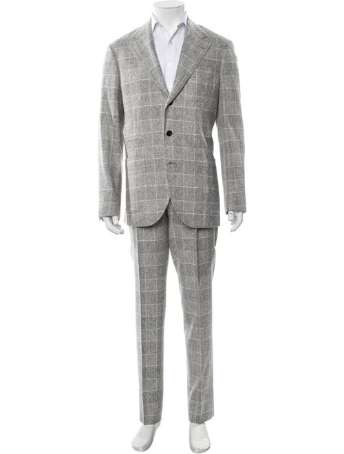 Brunello Cucinelli Silk Plaid Print Two-Piece Suit