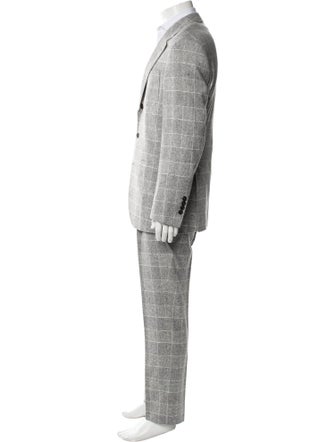 Brunello Cucinelli Silk Plaid Print Two-Piece Suit