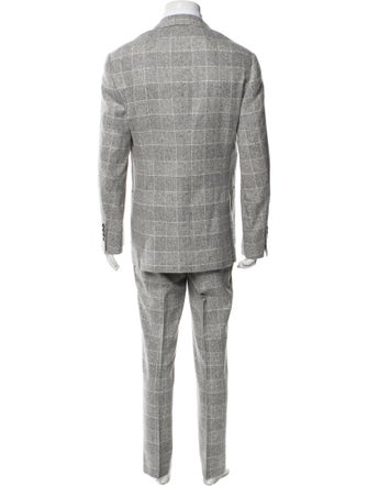 Brunello Cucinelli Silk Plaid Print Two-Piece Suit