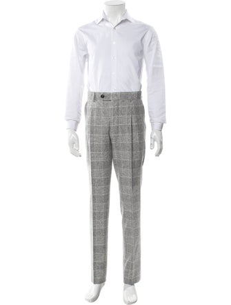 Brunello Cucinelli Silk Plaid Print Two-Piece Suit