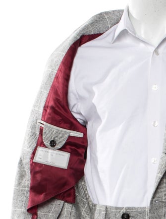 Brunello Cucinelli Silk Plaid Print Two-Piece Suit