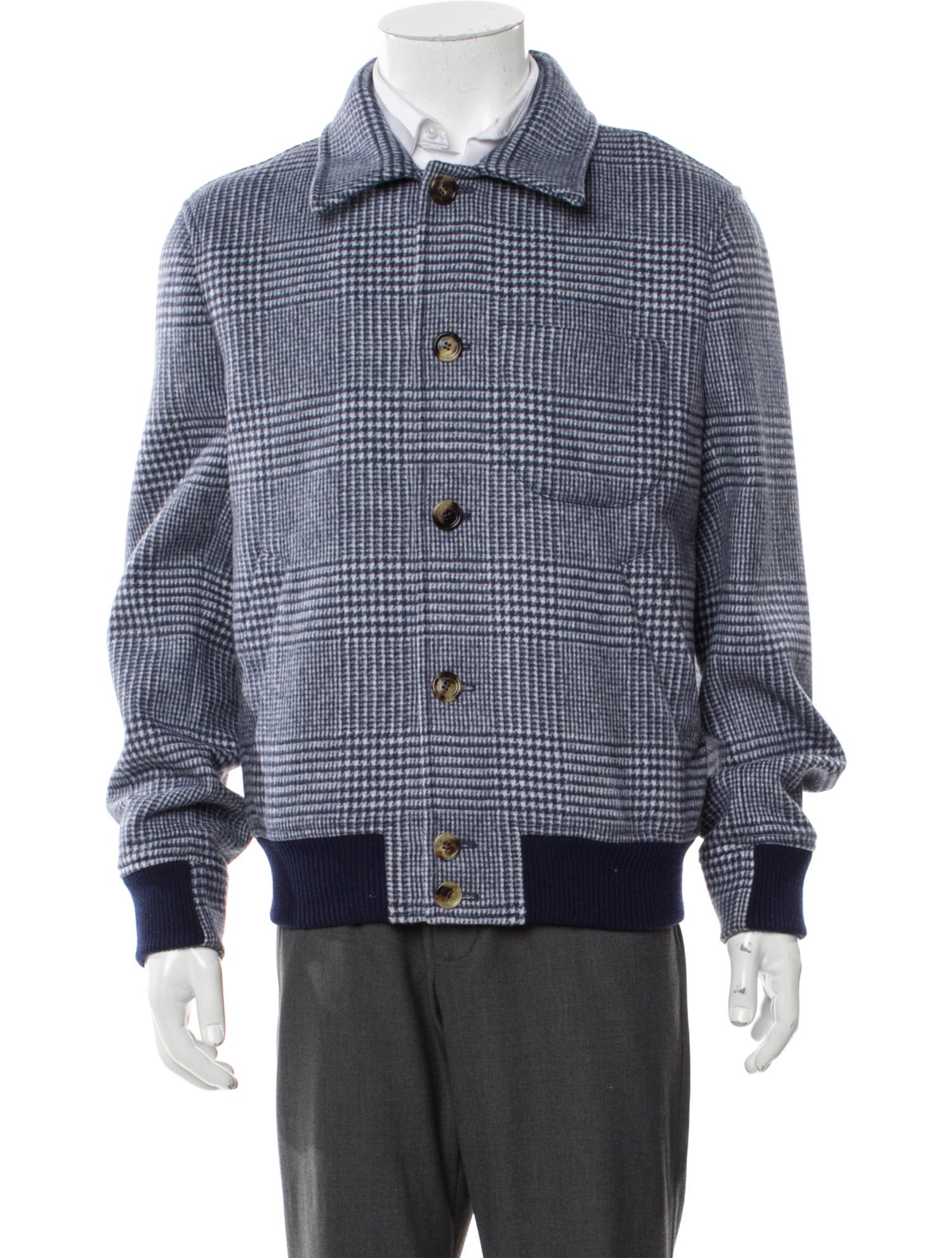 Brunello Cucinelli Virgin Wool Plaid Print Peacoat w/ Tags