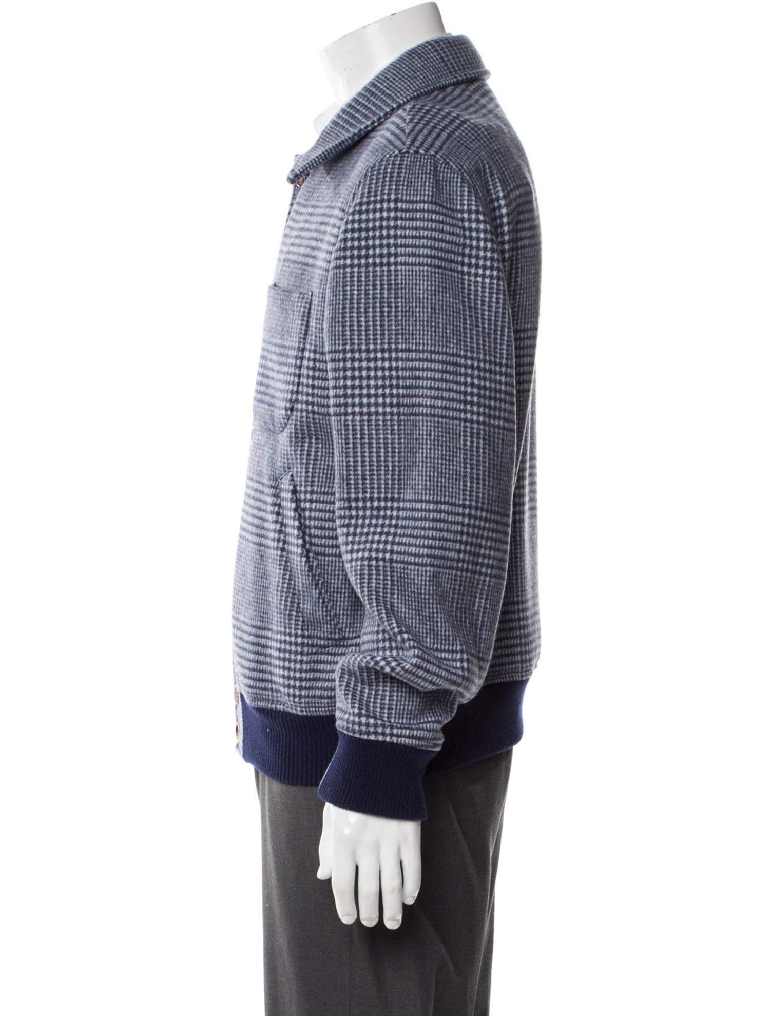 Brunello Cucinelli Virgin Wool Plaid Print Peacoat w/ Tags