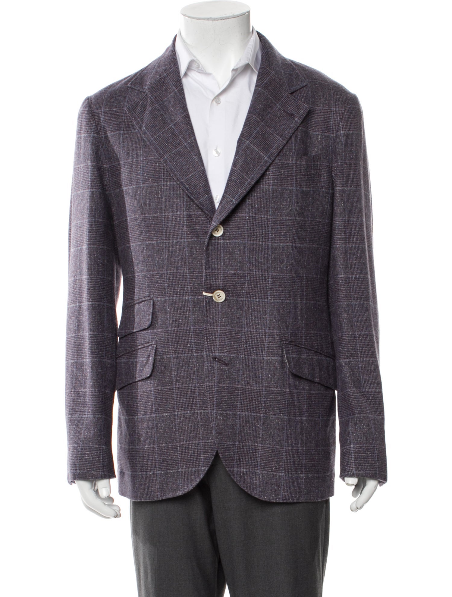 Brunello Cucinelli Silk Plaid Print Blazer w/ Tags