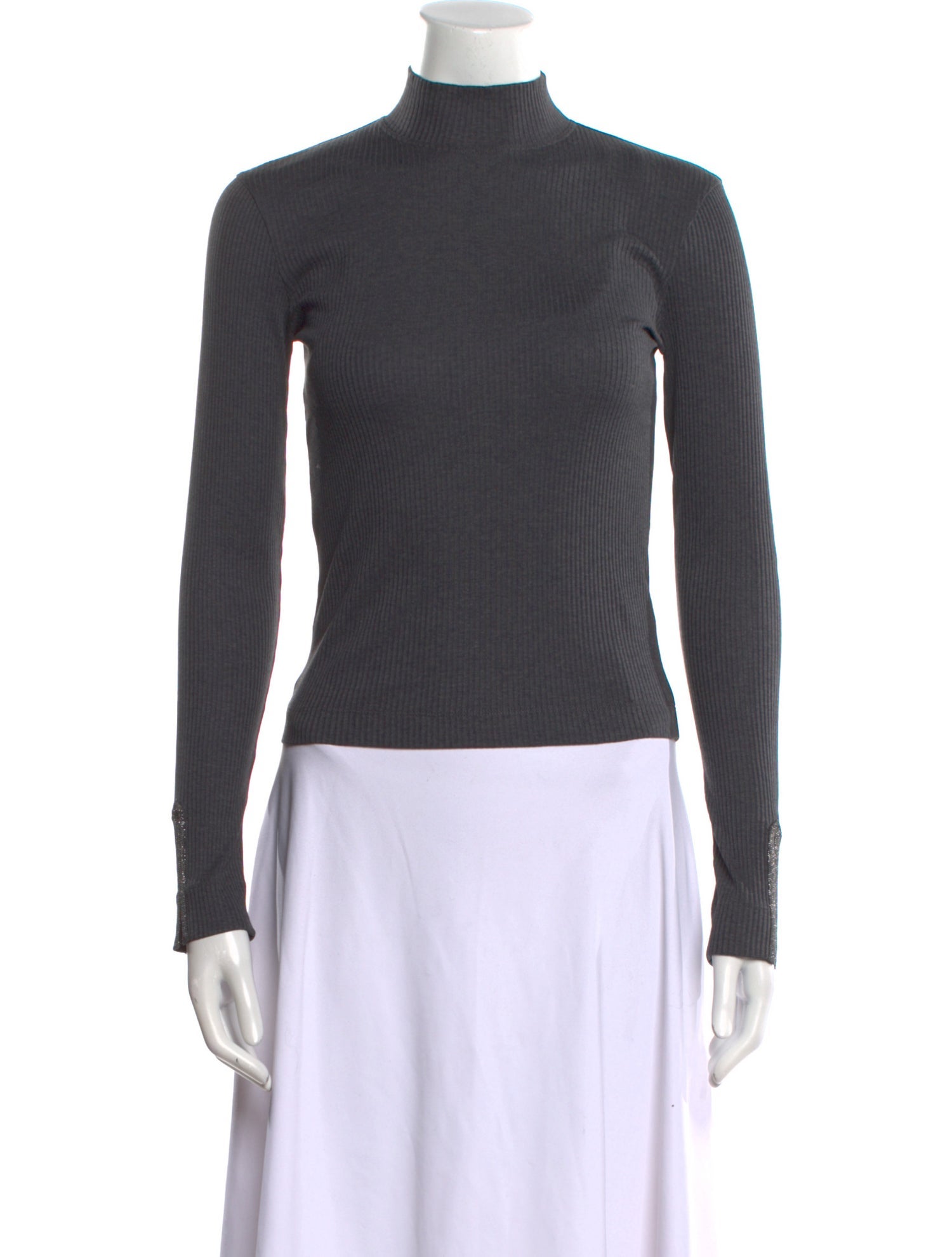 Brunello Cucinelli Mock Neck Long Sleeve Top