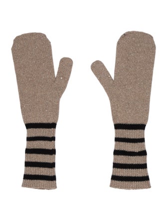 Brunello Cucinelli Striped Cashmere Mittens