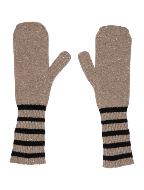 Brunello Cucinelli Striped Cashmere Mittens