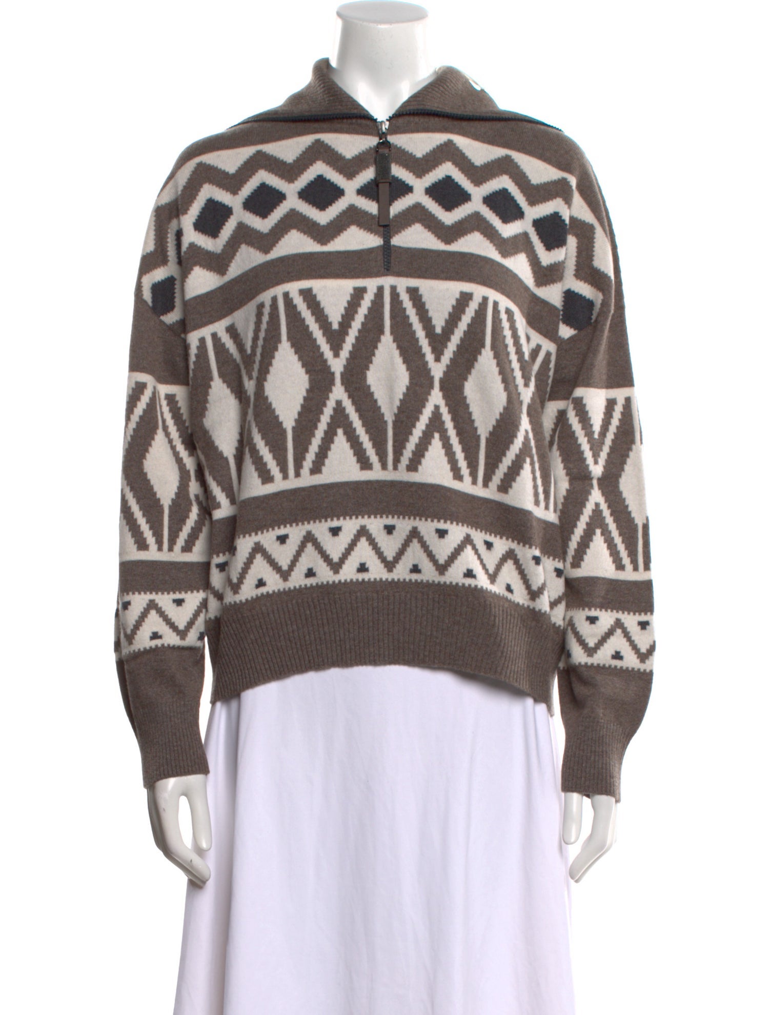 Brunello Cucinelli Virgin Wool Printed Sweater w/ Tags