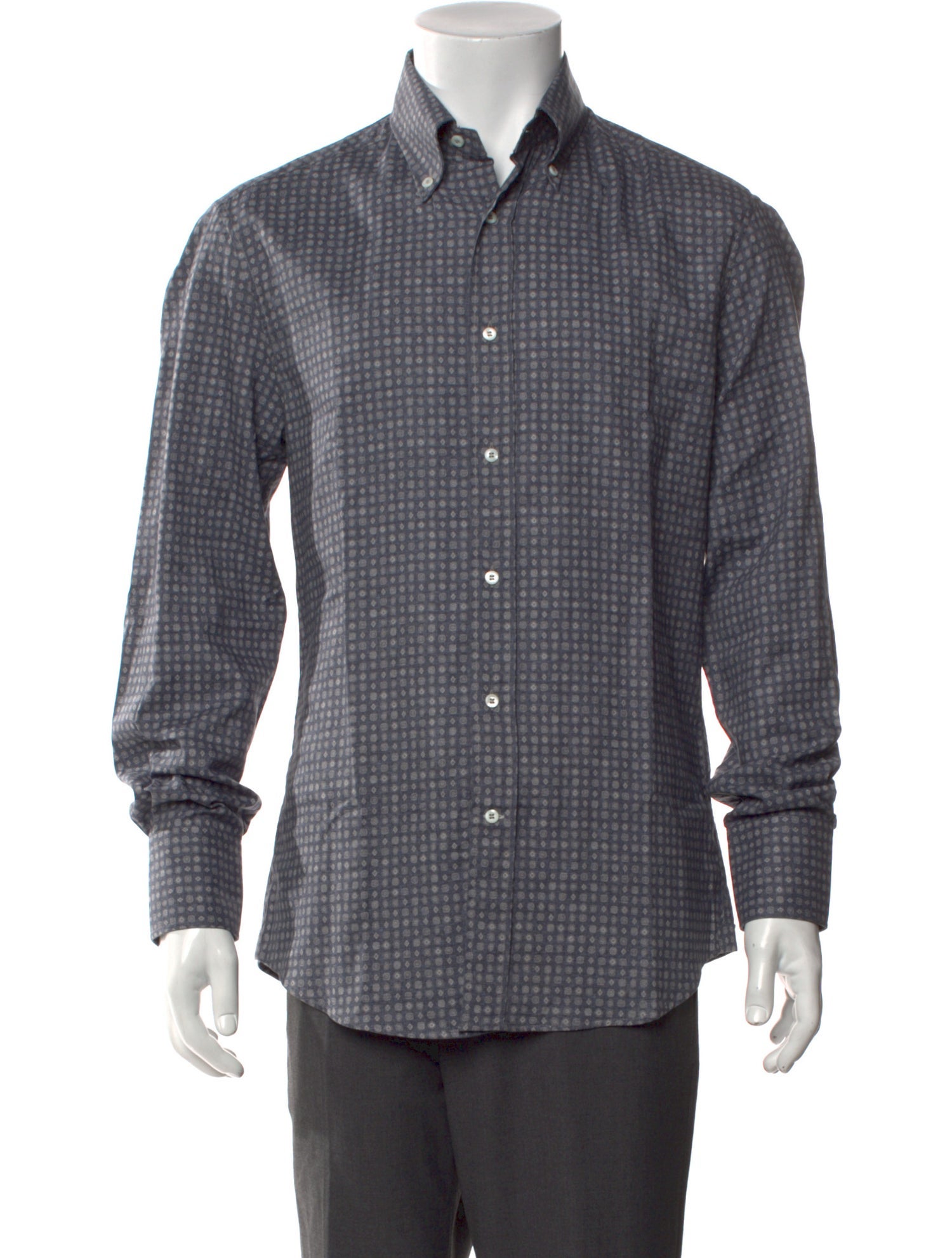 Brunello Cucinelli Polka Dot Print Long Sleeve Dress Shirt