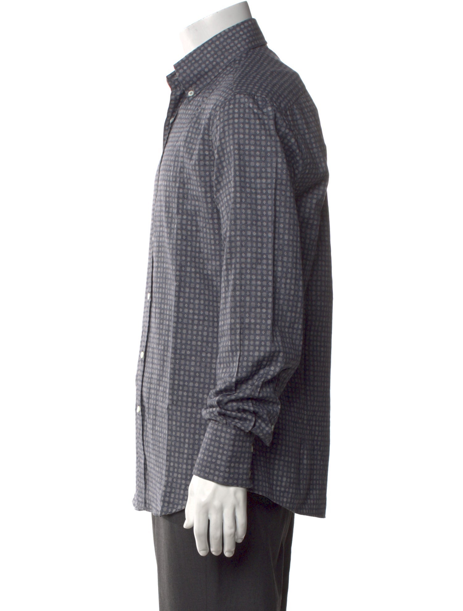 Brunello Cucinelli Polka Dot Print Long Sleeve Dress Shirt