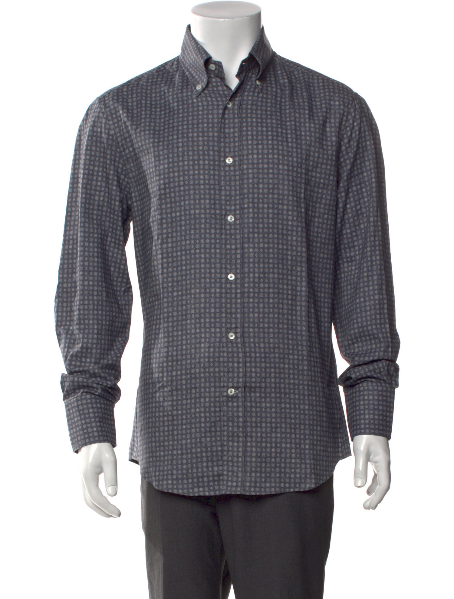 Brunello Cucinelli Polka Dot Print Long Sleeve Dress Shirt