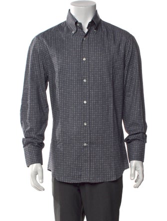 Brunello Cucinelli Polka Dot Print Long Sleeve Dress Shirt