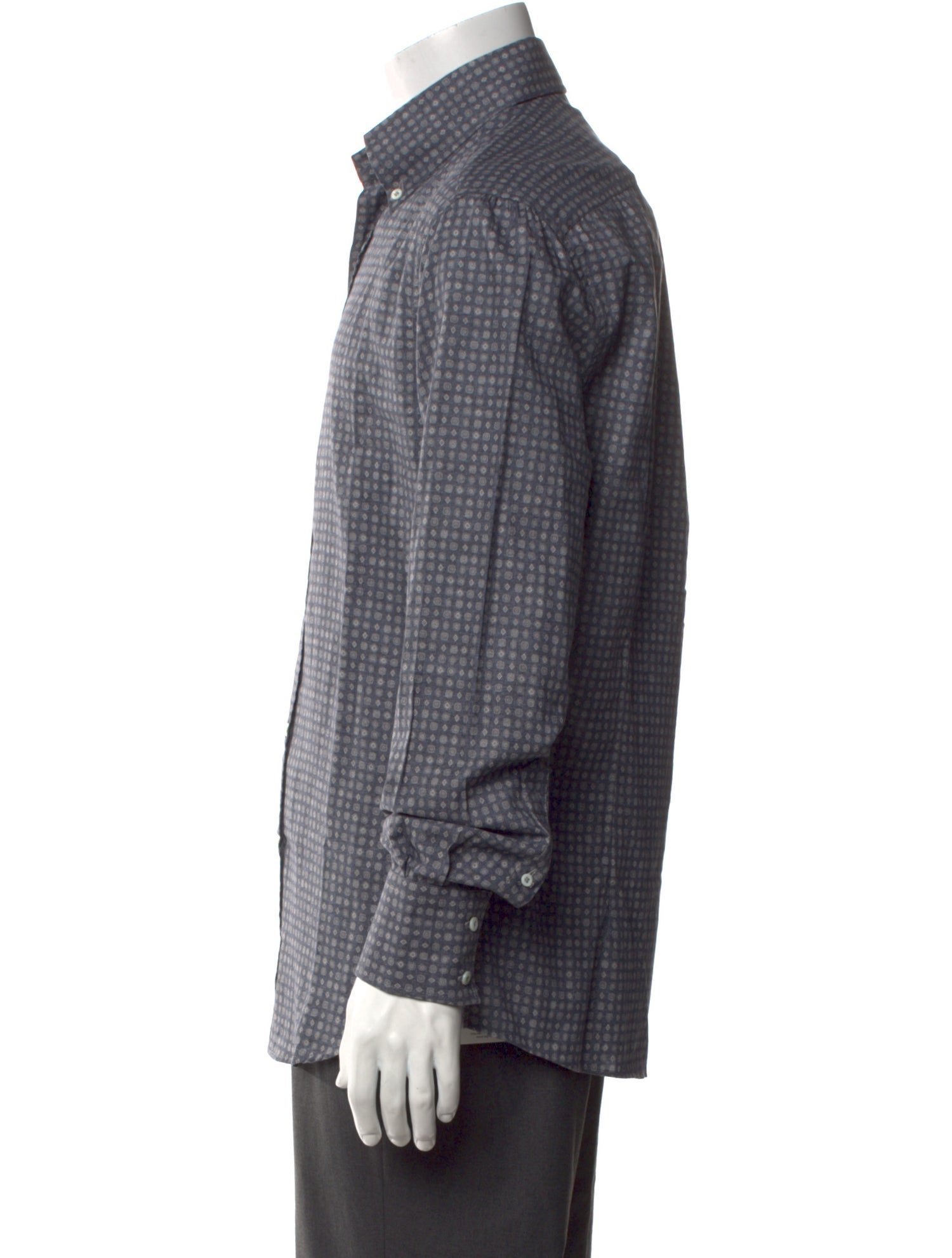 Brunello Cucinelli Polka Dot Print Long Sleeve Dress Shirt