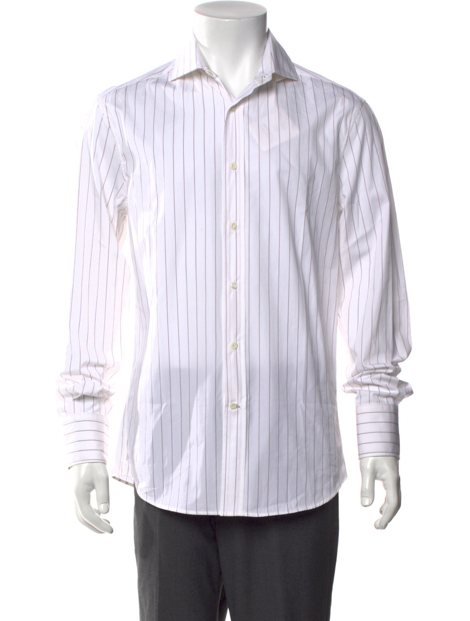 Brunello Cucinelli Striped Long Sleeve Dress Shirt