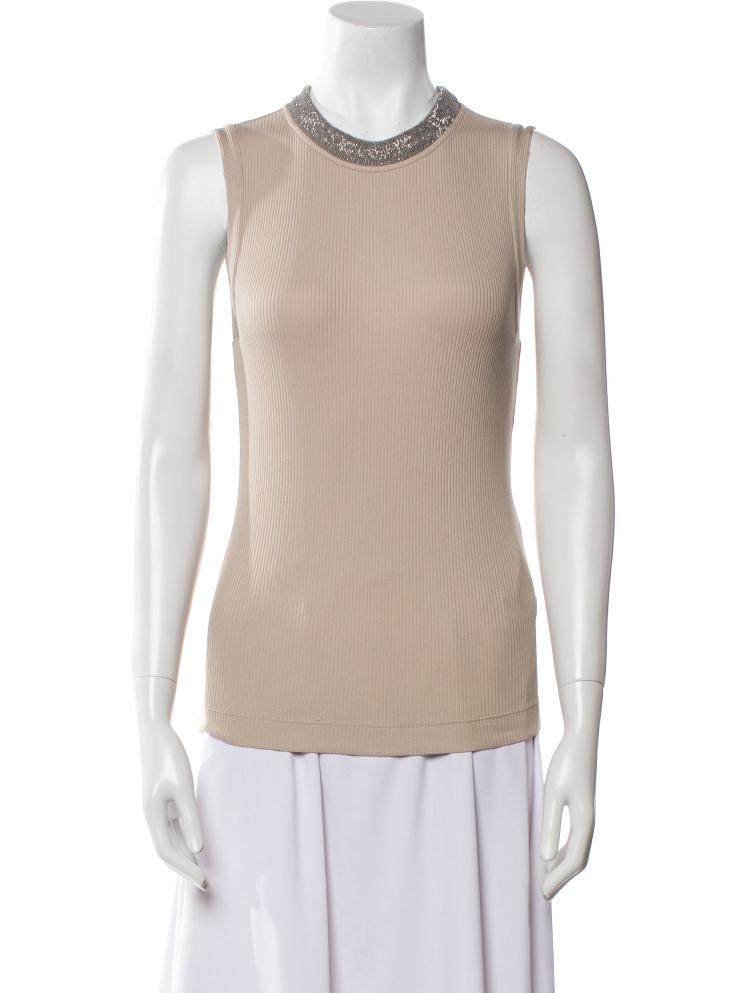 Brunello Cucinelli Crew Neck Sleeveless Top
