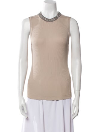 Brunello Cucinelli Crew Neck Sleeveless Top