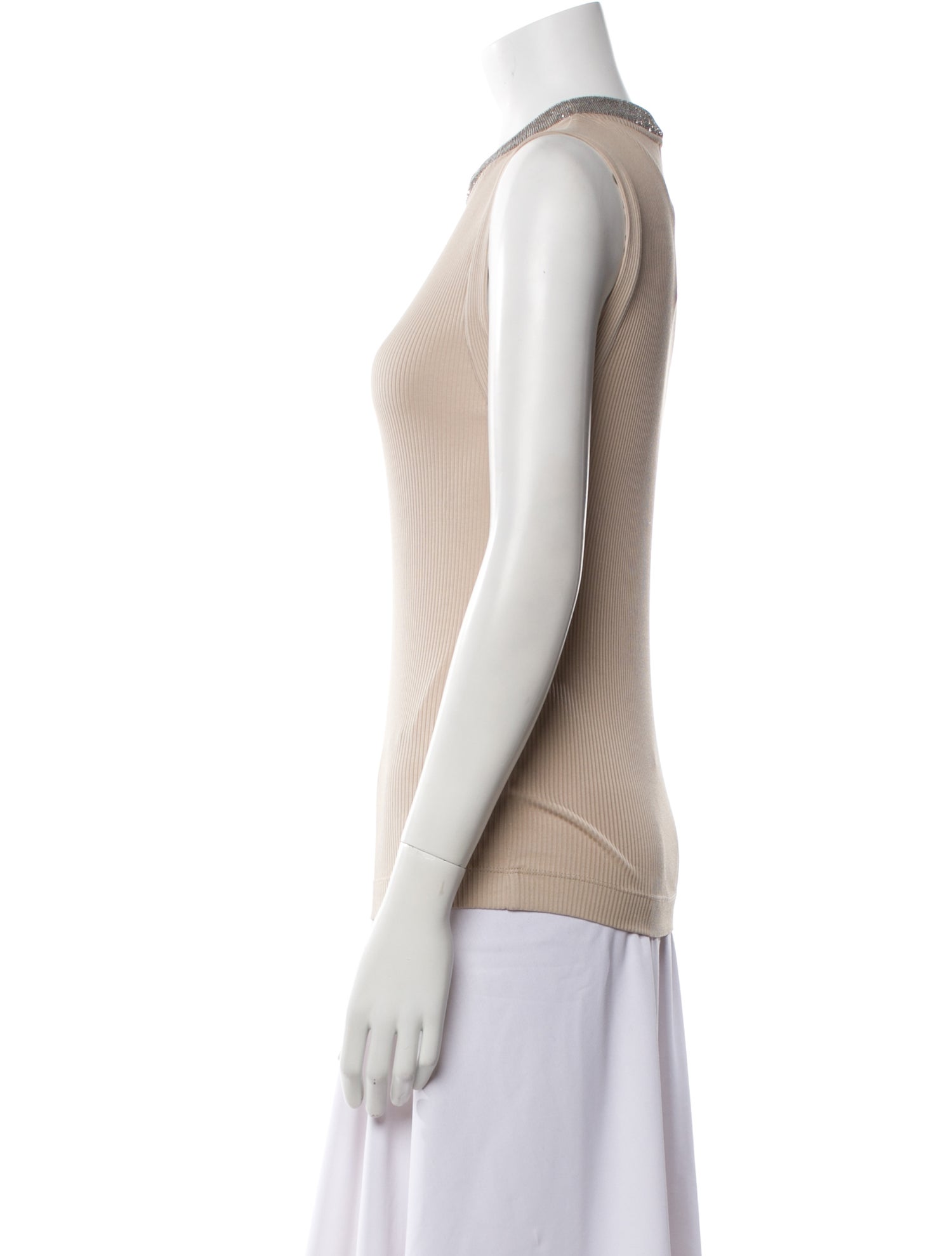 Brunello Cucinelli Crew Neck Sleeveless Top