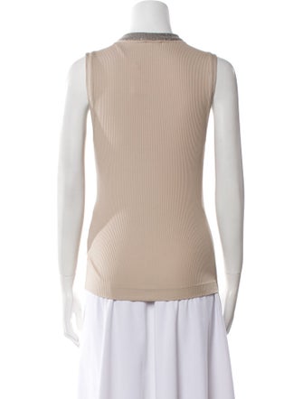 Brunello Cucinelli Crew Neck Sleeveless Top