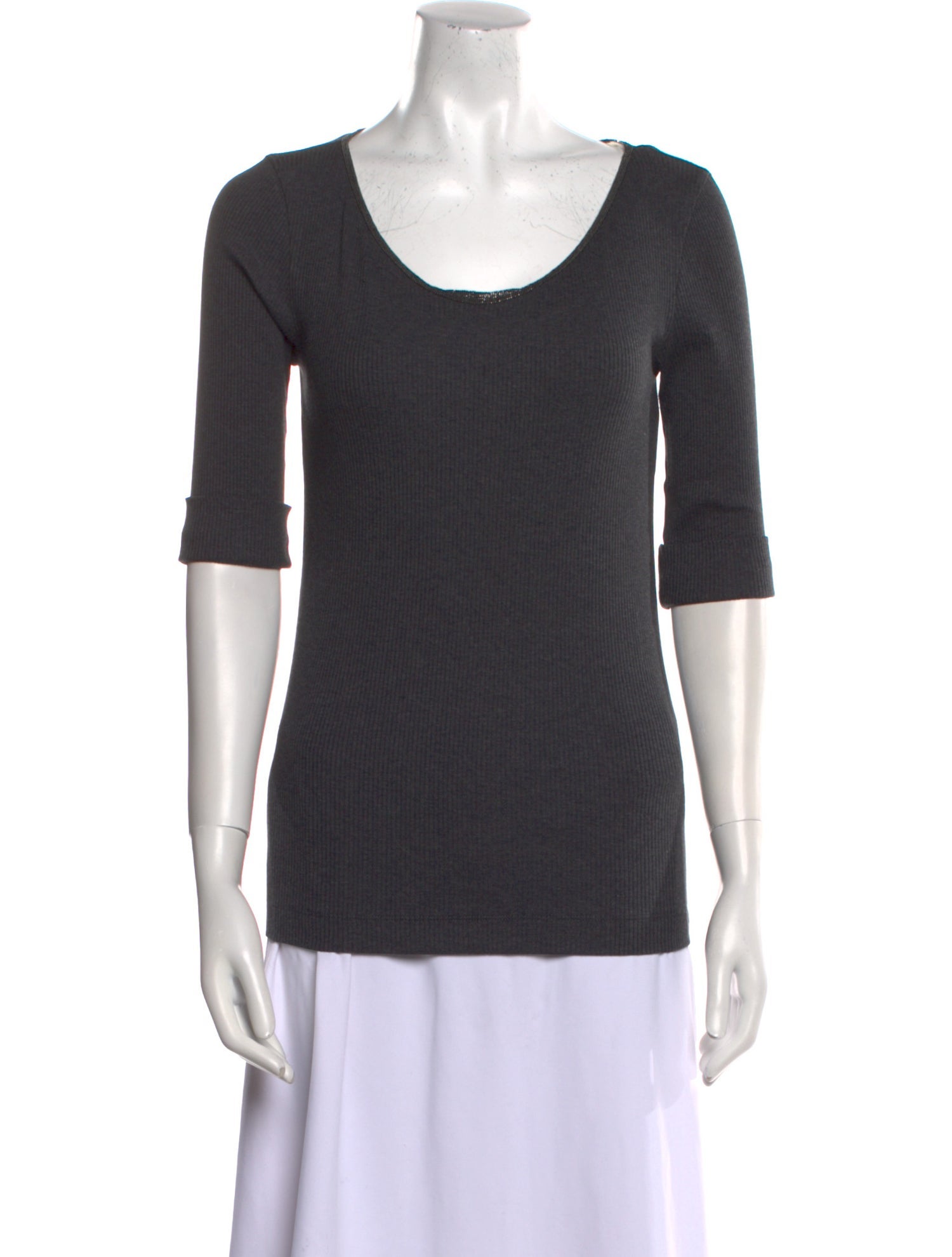 Brunello Cucinelli Scoop Neck Three-Quarter Sleeve T-Shirt